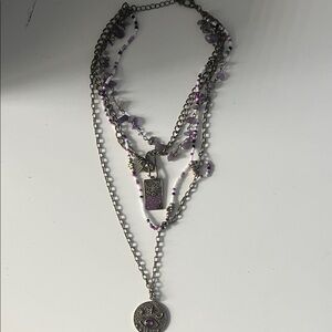 Free People Purple Multi-Layer Necklace